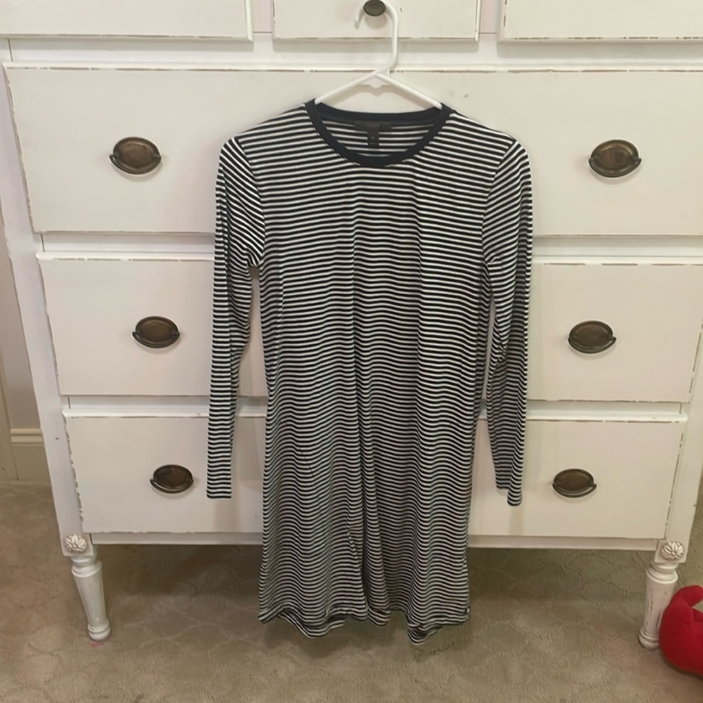 J. crew tshirt dress navy blue and white striped long sleeve